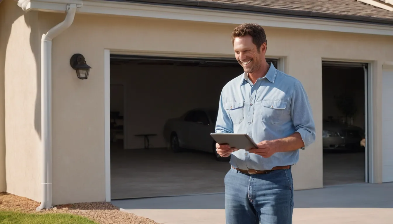 A local garage door provider checking the springs on a home garage door in Palo Alto